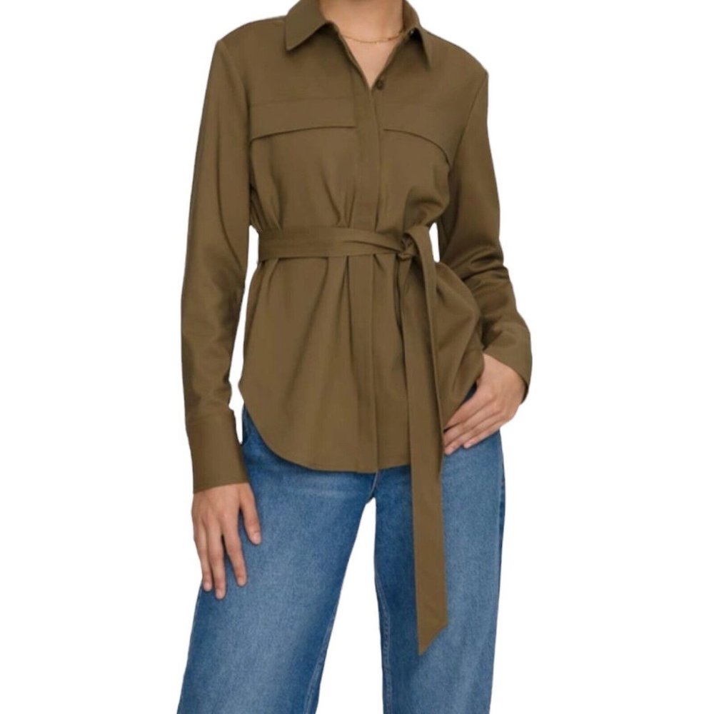 Good American Women Size 2  Green Dirty Olive Safari Waist Tunic Shirt Top